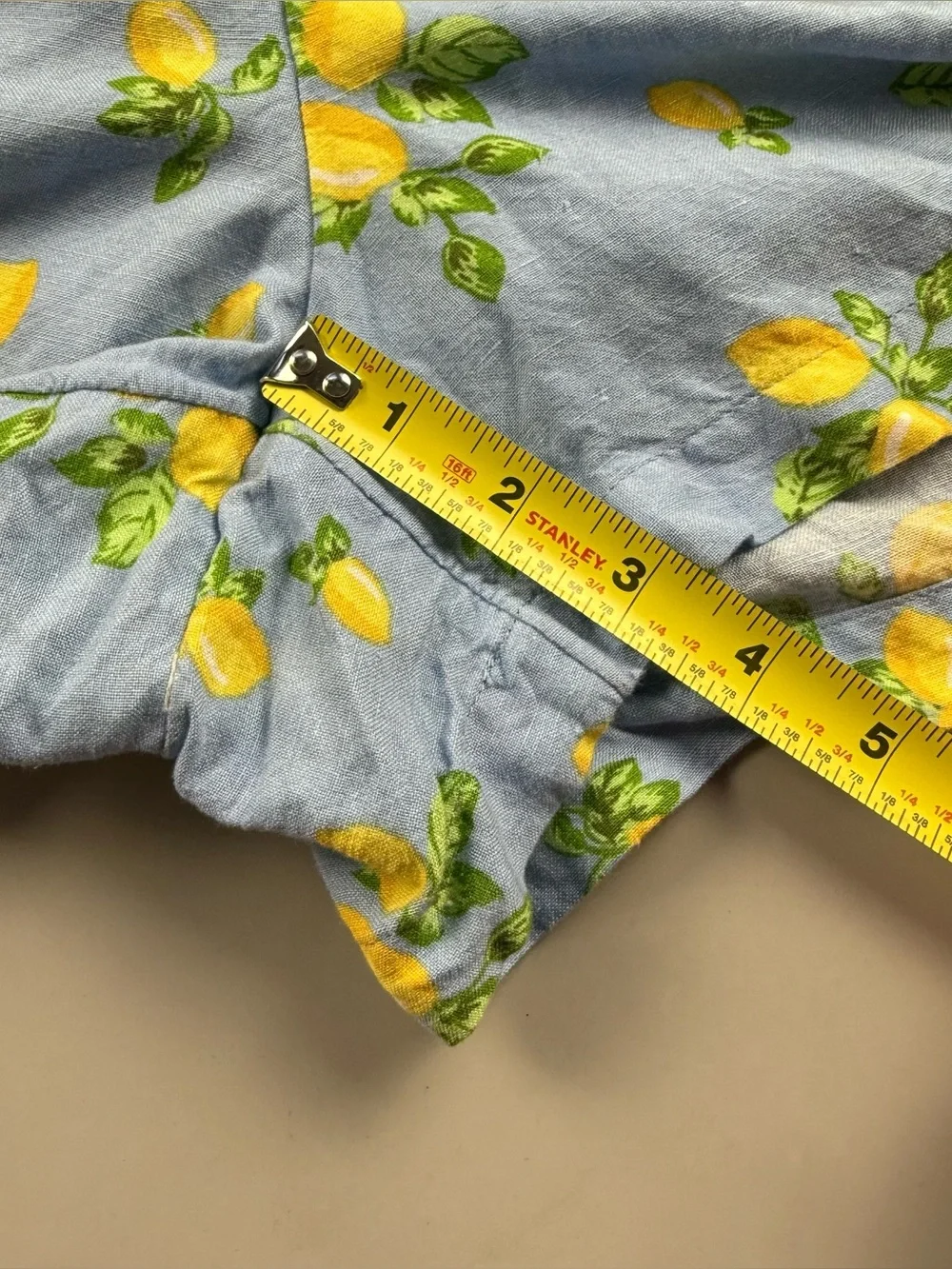 LOFT Lemon Print Linen Blend Wrap Romper Women’s Blue XL P Cottagecore